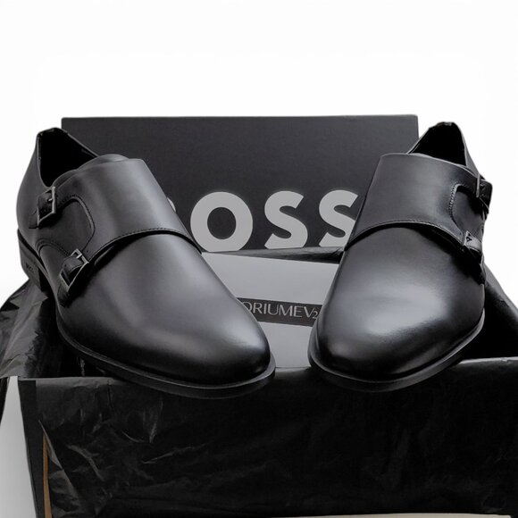 Hugo Boss Black Leather Double-Monk Men Shoes Size 11 US 0216 main image 13
